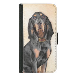 Black &amp; Tan Coonhound Painting - Original Dog Art Samsung Galaxy S5 Wallet Case