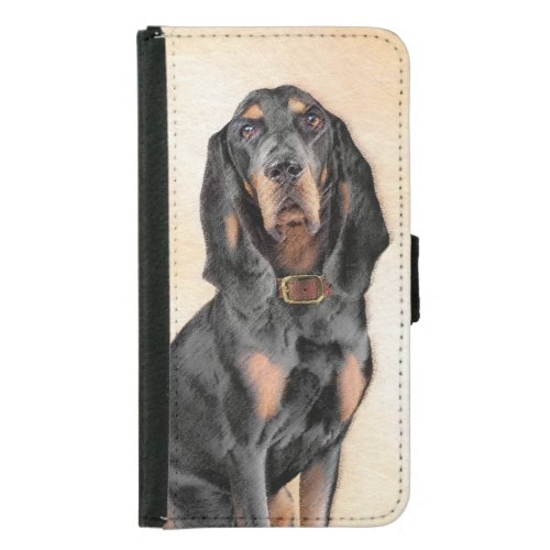 Black  Tan Coonhound Painting _ Original Dog Art Samsung Galaxy S5 Wallet Case