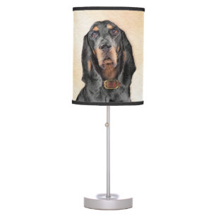 Black & Tan Coonhound Painting - Original Dog Art Table Lamp