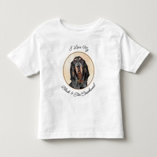 Black & Tan Coonhound Painting - Original Dog Art Toddler T-shirt (Front)