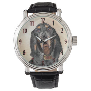 Black & Tan Coonhound Painting - Original Dog Art Watch