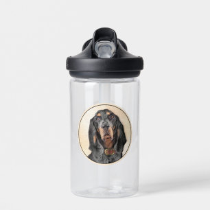 Black & Tan Coonhound Painting - Original Dog Art Water Bottle