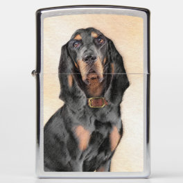Black & Tan Coonhound Painting - Original Dog Art Zippo Lighter