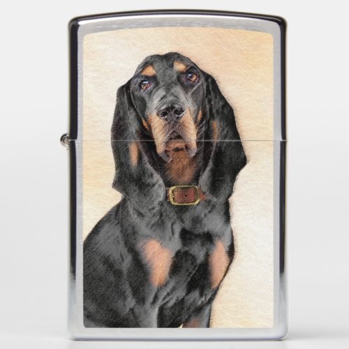 Black  Tan Coonhound Painting _ Original Dog Art Zippo Lighter