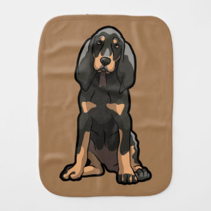 Black & Tan Coonhound Puppy Baby Burp Cloth