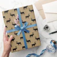 Brown Country moose pattern wrapping paper