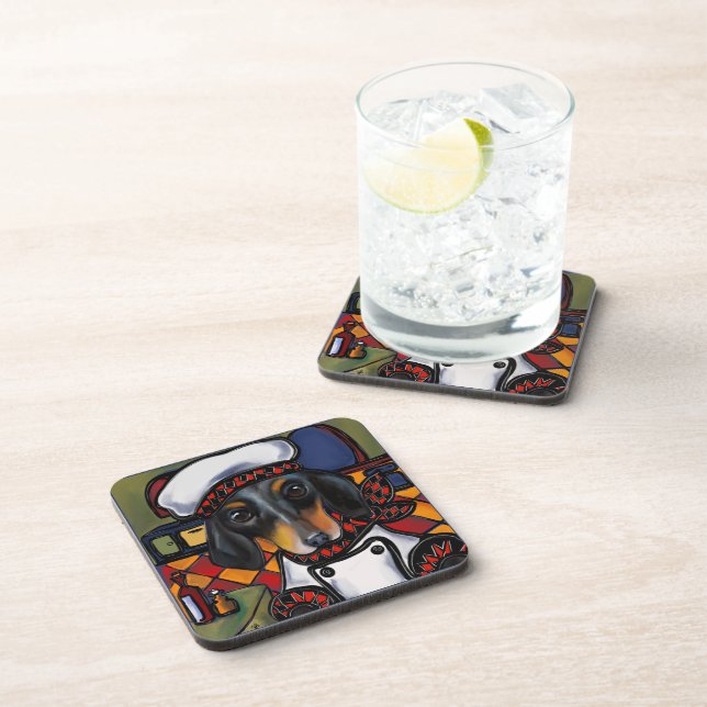 Black Tan Dachshund      Beverage Coaster (Right Side)
