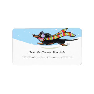 Black Tan Dachshund Cold Run Winter Label