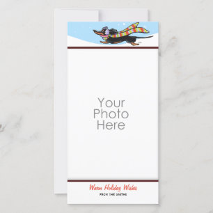 Black Tan Dachshund Cute Winter Holiday Card