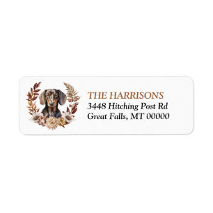 Black Tan Dachshund Dog Autumn Wreath Label