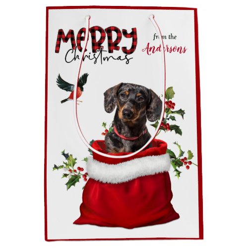 Black Tan Dachshund Dog Christmas Medium Gift Bag