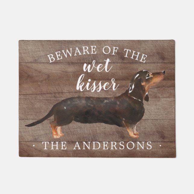 Black & Tan Dachshund Dog Personalized Door Mat (Front)