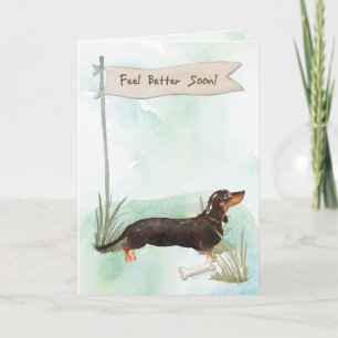 Black & Tan Dachshund Feel Better Surgery to Dog Card