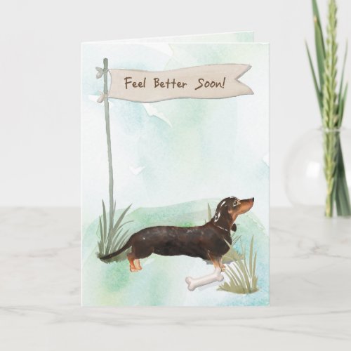 Black  Tan Dachshund Feel Better Surgery to Dog Card