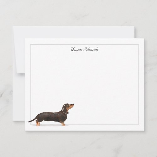 Black Tan Dachshund Gray Border Personalized Note Card