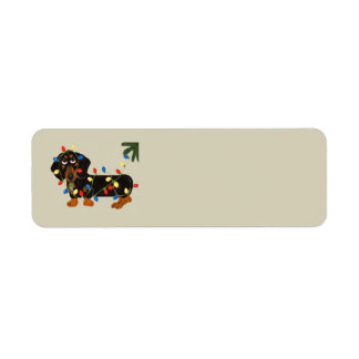 Black & Tan Dachshund Tangled Christmas Lights Label