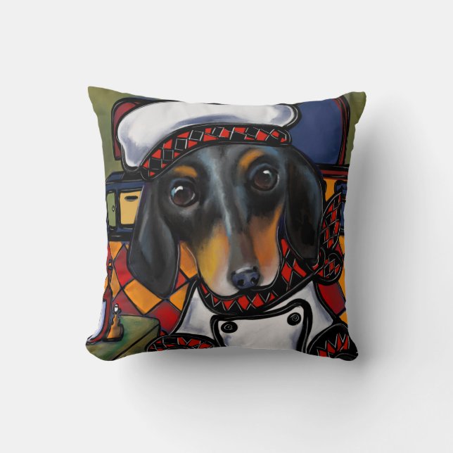 Black Tan Dachshund    Throw Pillow (Front)