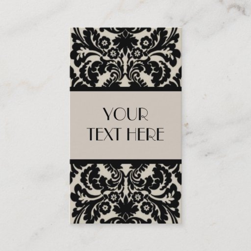 Customizable Black &amp; Tan Damask Business Card Templates