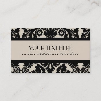 Black & Tan Damask Business Card by cami7669 at Zazzle