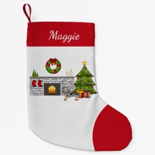 Black & Tan Dapple Smooth Coat Dachshund Christmas Small Christmas Stocking