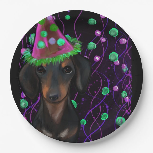 Black & Tan Doxie Paper Plates (Front)