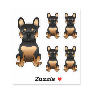 Black &amp; Tan French Bulldog Cute Dog Illustrations Sticker