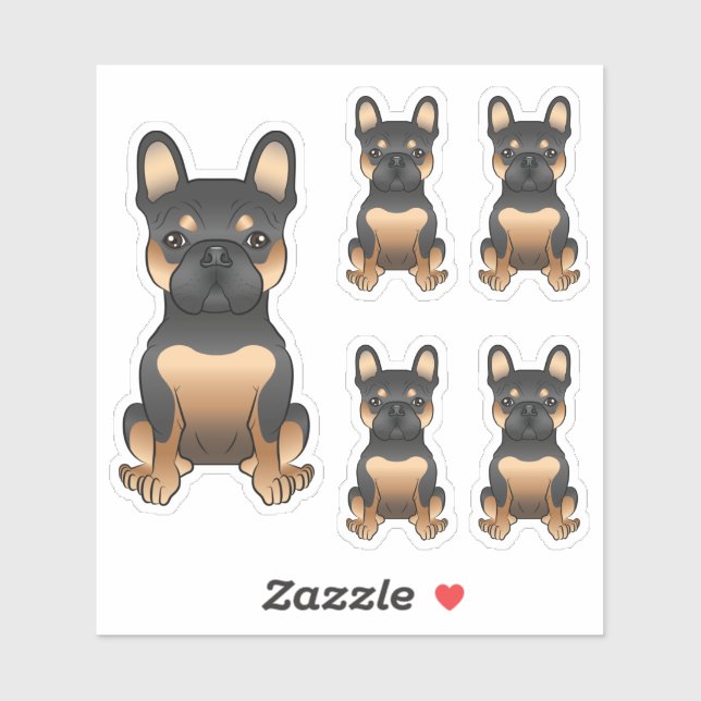 Black & Tan French Bulldog Cute Dog Illustrations Sticker (Sheet)