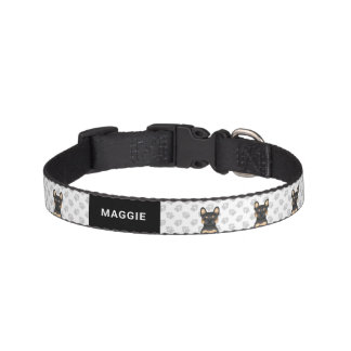 Black &amp; Tan French Bulldog Dogs With Paws &amp; Name Pet Collar