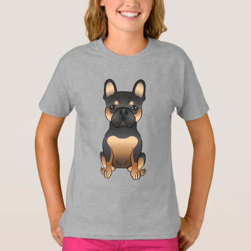 Black  Tan French Bulldog  Frenchie Cartoon Dog T_Shirt