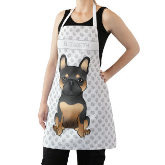 Black &amp; Tan French Bulldog / Frenchie Dog &amp; Name Apron