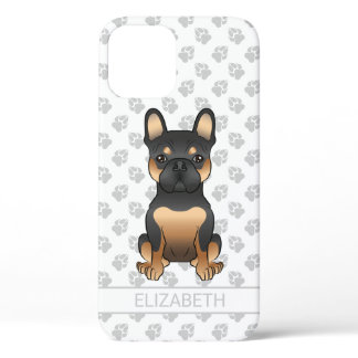 Black &amp; Tan French Bulldog / Frenchie Dog &amp; Name iPhone 12 Case