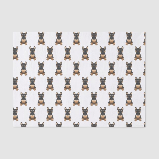 Black & Tan French Bulldog / Frenchie Dog Pattern Tissue Paper (Front)