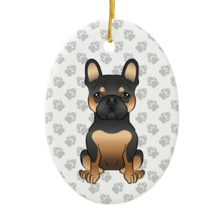 Black &amp; Tan French Bulldog / Frenchie  Dog &amp; Text Ceramic Ornament