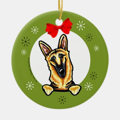 Black Tan German Shepherd Christmas Classic Ceramic Ornament