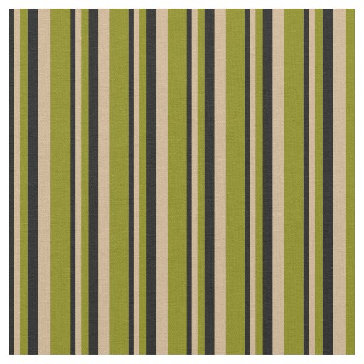 Black, Tan & Green Striped Pattern Fabric