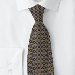 Black Tan Grid Renaissance  Neck Tie