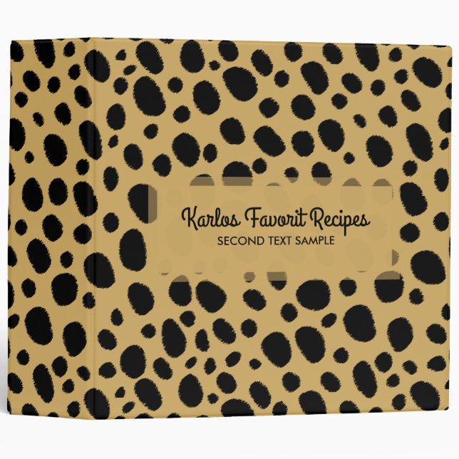 Black & Tan Leopard Spots Animal Pattern 3 Ring Binder (Front/Spine)