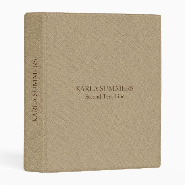 Black & Tan Linen Texture Print Mini Binder (Front/Spine)