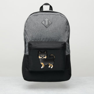 Black &amp; Tan Long Coat Chihuahua Cute Cartoon Dog Port Authority® Backpack