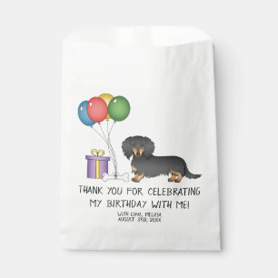 Black & Tan Long Hair Dachshund Birthday Balloons Favor Bag