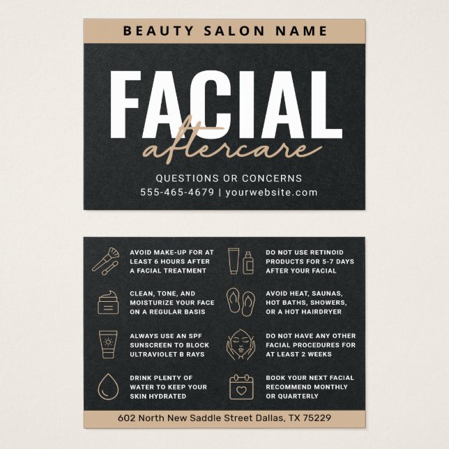Black Tan Luxe Facial Aftercare Guide (Front & Back)