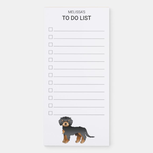 Black & Tan Mini Goldendoodle Cute Dog To Do List Magnetic Notepad (Front)