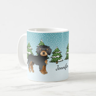 Black &amp; Tan Mini Goldendoodle Dog - Winter Forest Coffee Mug