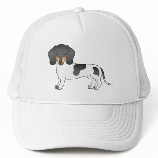 Black &amp; Tan Pied Short Hair Dachshund Cartoon Dog Trucker Hat