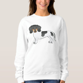 Black &amp; Tan Pied Short Hair Dachshund Dog Drawing Sweatshirt