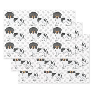 Black &amp; Tan Pied Short Hair Dachshund Dog Pattern Wrapping Paper Sheets