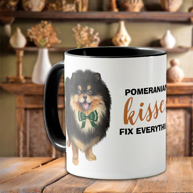 Black Tan Pomeranian Kisses Fix Everything Mug (Creator Uploaded)