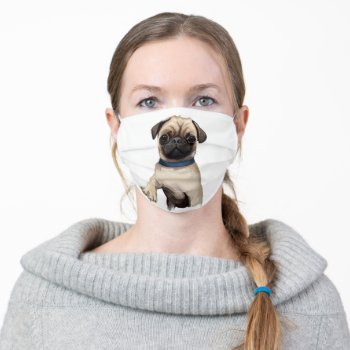 Black & Tan Pug Dog Adult Cloth Face Mask by JLBIMAGES at Zazzle