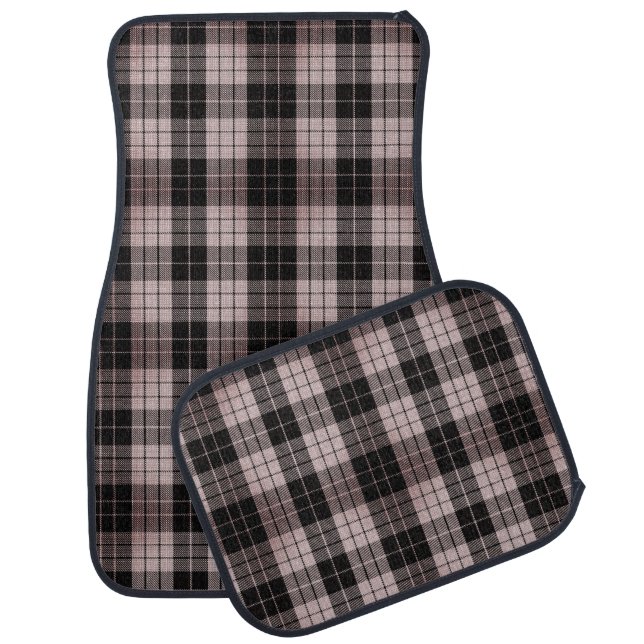 Black Tan Racing Karting Tartan Checkered Car Mat (Set)