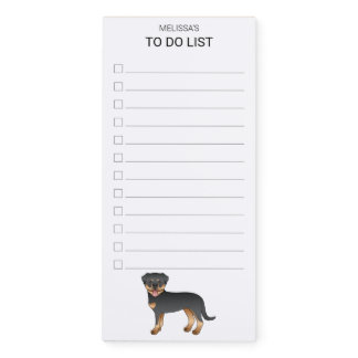 Black &amp; Tan Rottweiler Cute Cartoon Dog To Do List Magnetic Notepad
